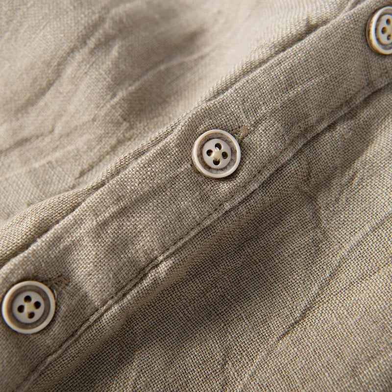 Herre Vasket Henley Band Krave Kort Ærme Skjorte