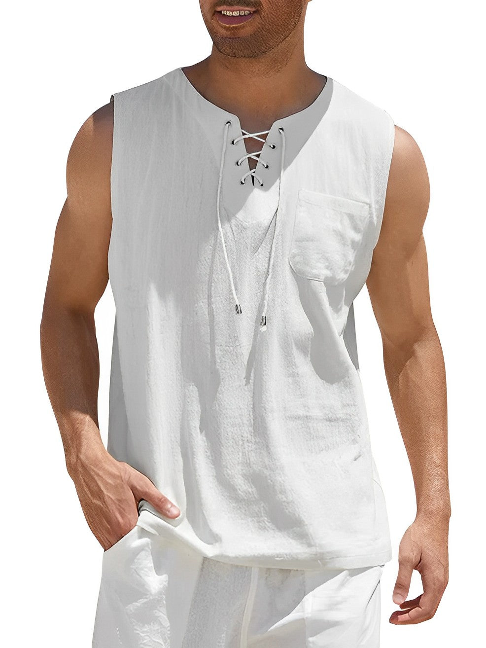 Herres Sommer Tanktop Letvægts Åndbar Løs Pasform Uden Ærmer Casual Top