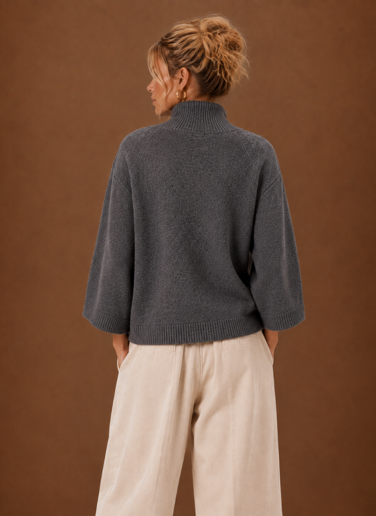 Chunky Strikket Sweater til Kvinder - Mock Neck Oversized | Areleon