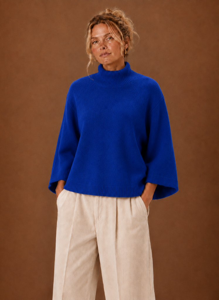 Chunky Strikket Sweater til Kvinder - Mock Neck Oversized | Areleon