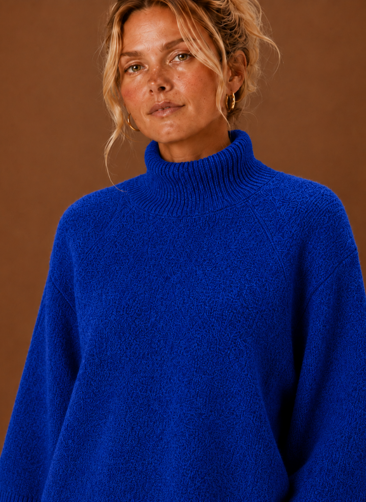 Chunky Strikket Sweater til Kvinder - Mock Neck Oversized | Areleon