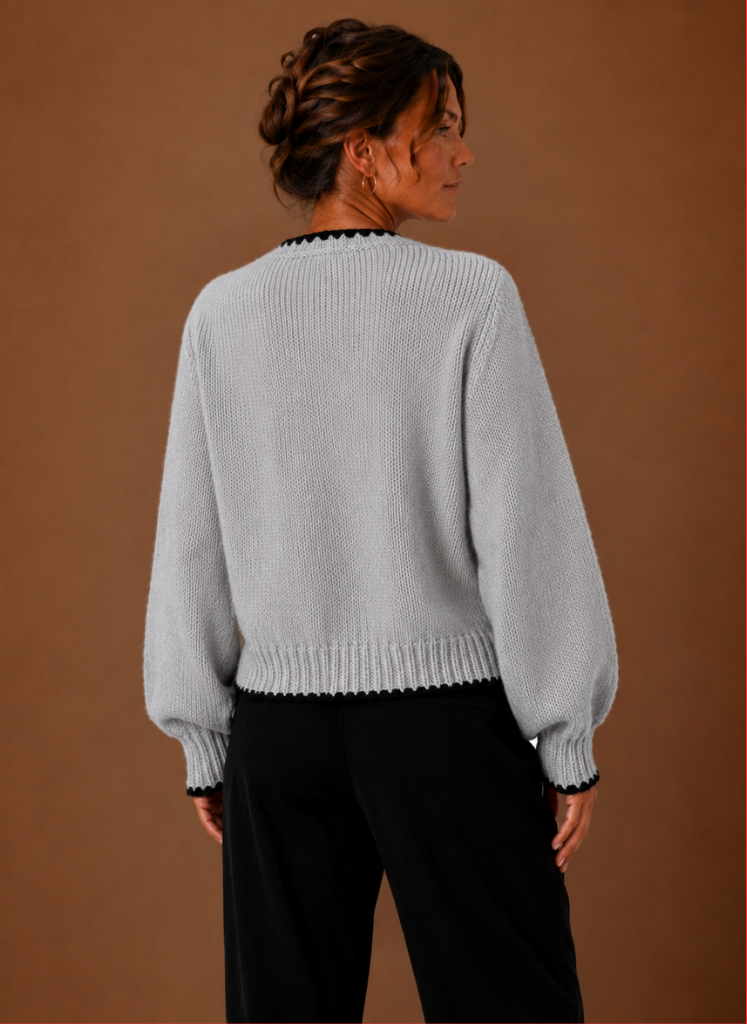 Scalloped Trim Cardigan til kvinder - Sløjfe Front | Areleon