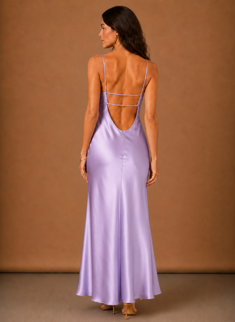 Kvinders Satin Cowl Neck Maxi Kjole – Elegant Aftenbegivenhed | Areleon
