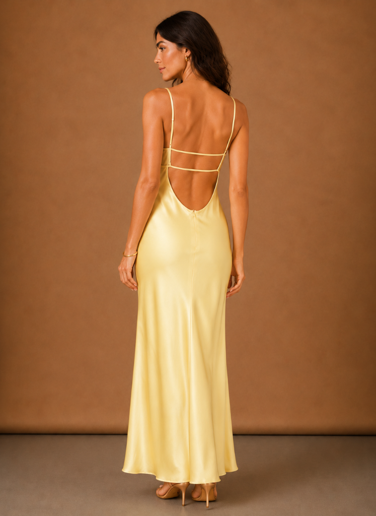 Kvinders Satin Cowl Neck Maxi Kjole – Elegant Aftenbegivenhed | Areleon