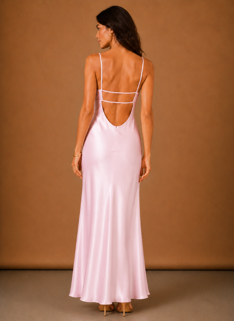 Kvinders Satin Cowl Neck Maxi Kjole – Elegant Aftenbegivenhed | Areleon