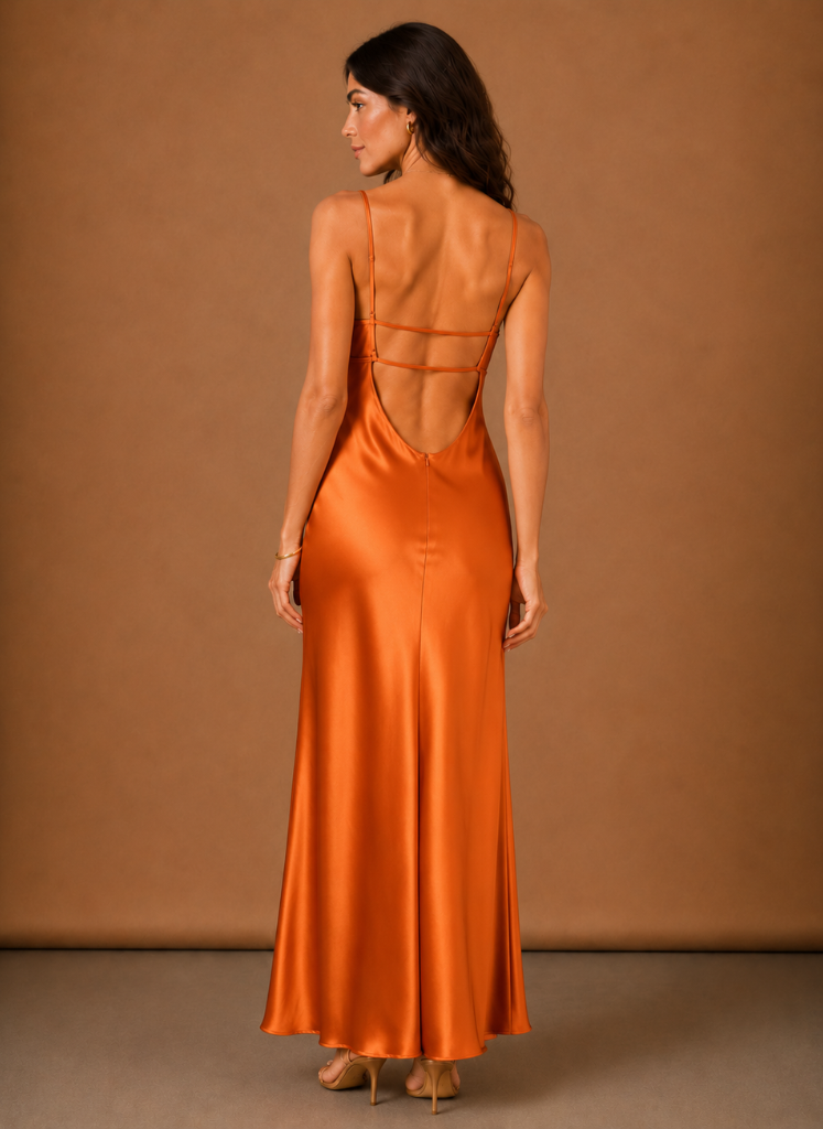 Kvinders Satin Cowl Neck Maxi Kjole – Elegant Aftenbegivenhed | Areleon