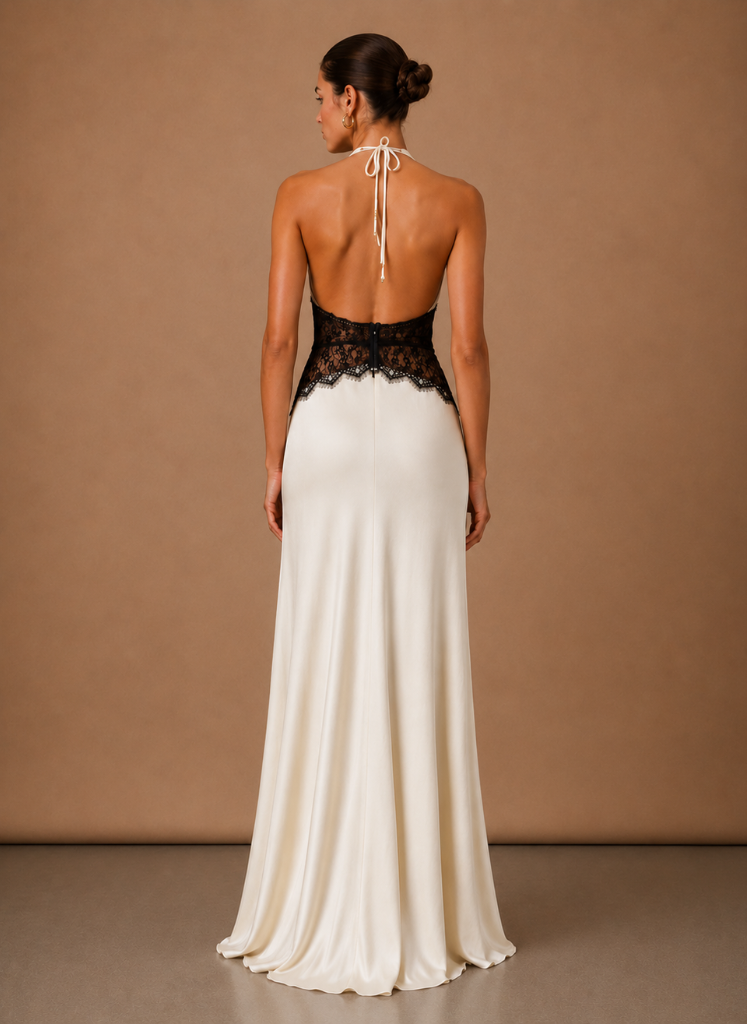 Kvinders Satin Halter Maxi Kjole – Elegant Bryllupsgæst | Areleon