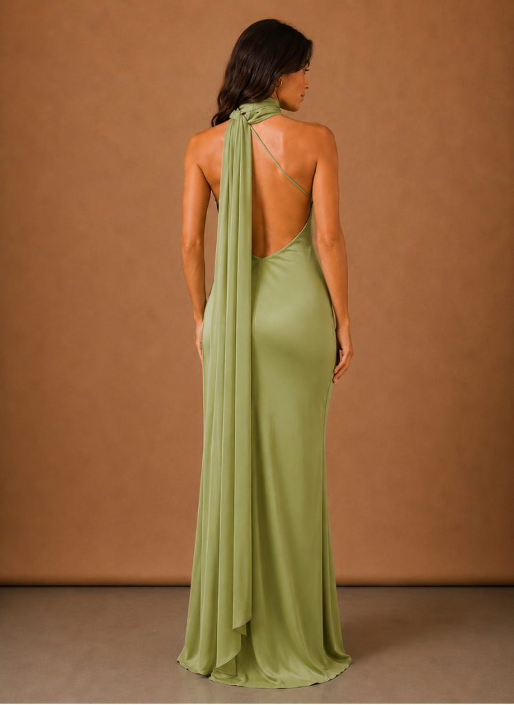 Kvinders Satin One Shoulder Maxi Kjole – Elegant Aftenbegivenhed | Areleon