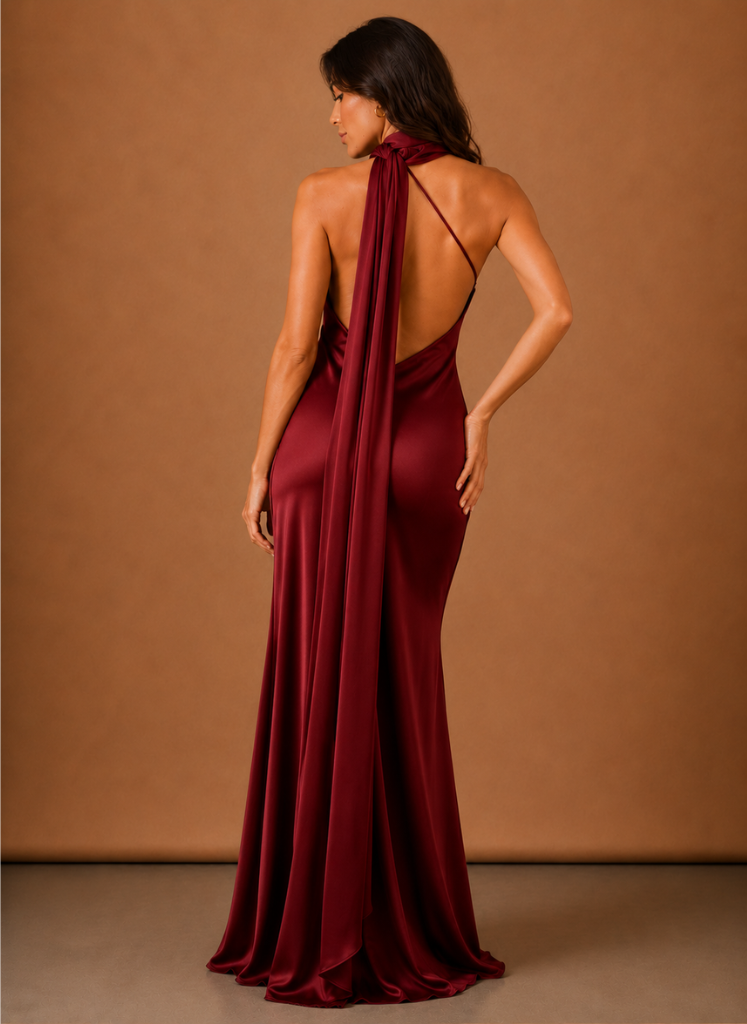 Kvinders Satin One Shoulder Maxi Kjole – Elegant Aftenbegivenhed | Areleon