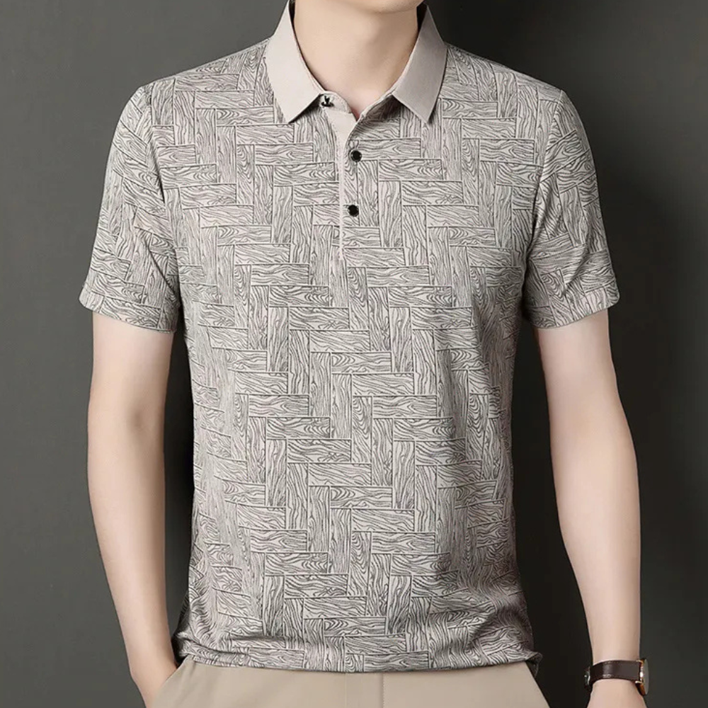 Herre Polo Shirt Tekstureret Strikmønster Korte Ærmer Smart Casual