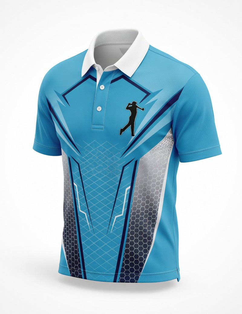 Herres Printed Golf Polo Shirt Med Kontrast Krave