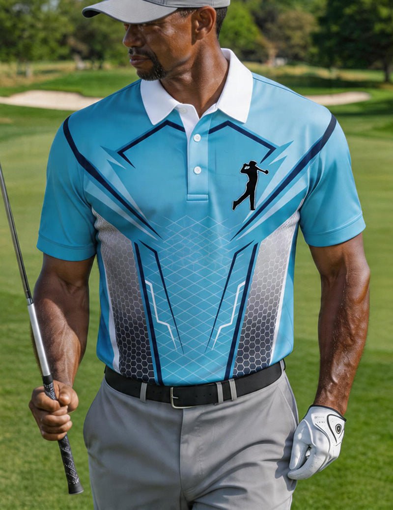 Herre Golf Polo T-shirt Med Kontrast Krave