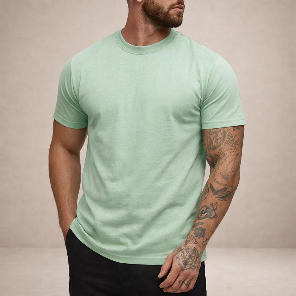 Herre Slim Fit Crew Neck Essential Bomulds T-Shirt