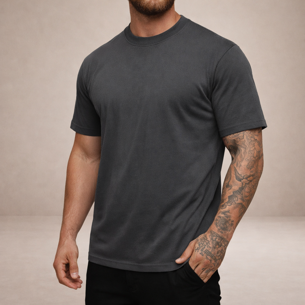 Herreslim-fit crew neck essentiel bomulds T-shirt