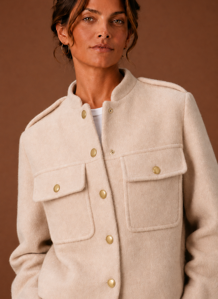 Kvindernes Cropped Jakke - Knap-Front Kort Frakke | Areleon
