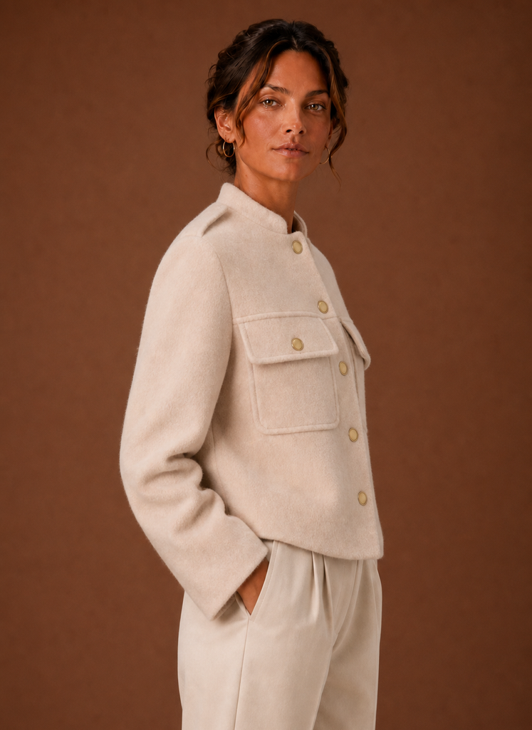 Kvindernes Cropped Jakke - Knap-Front Kort Frakke | Areleon