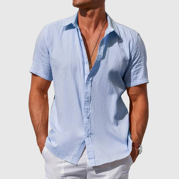 Mænds Tekstureret Kortærmet Skjorte – Letvægts Sommer Button-Up til Ferier og Casual Brug