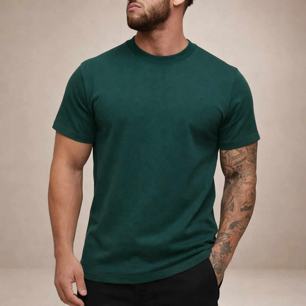 Herre Slim Fit Crew Neck Essential Bomulds T-Shirt