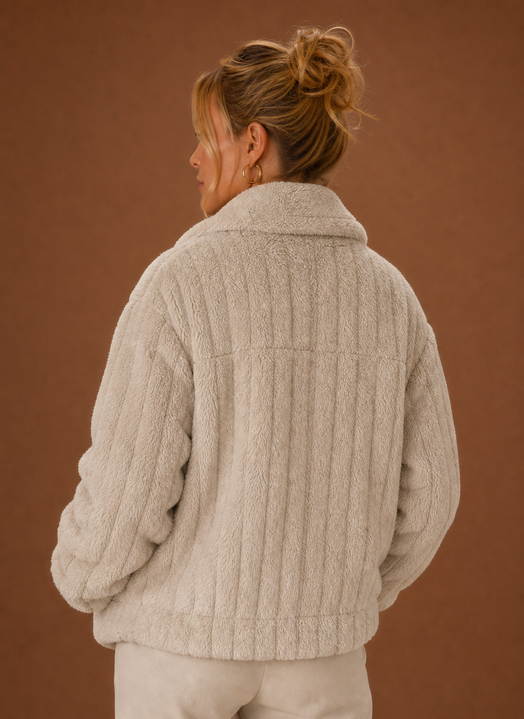 Kvinders Vinterfrakke - Oversized Teddy Jakke | Areleon