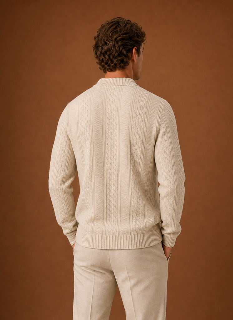 Herre Kabelstrikket Cardigan - V-Hals Knap Front Sweater | Areleon