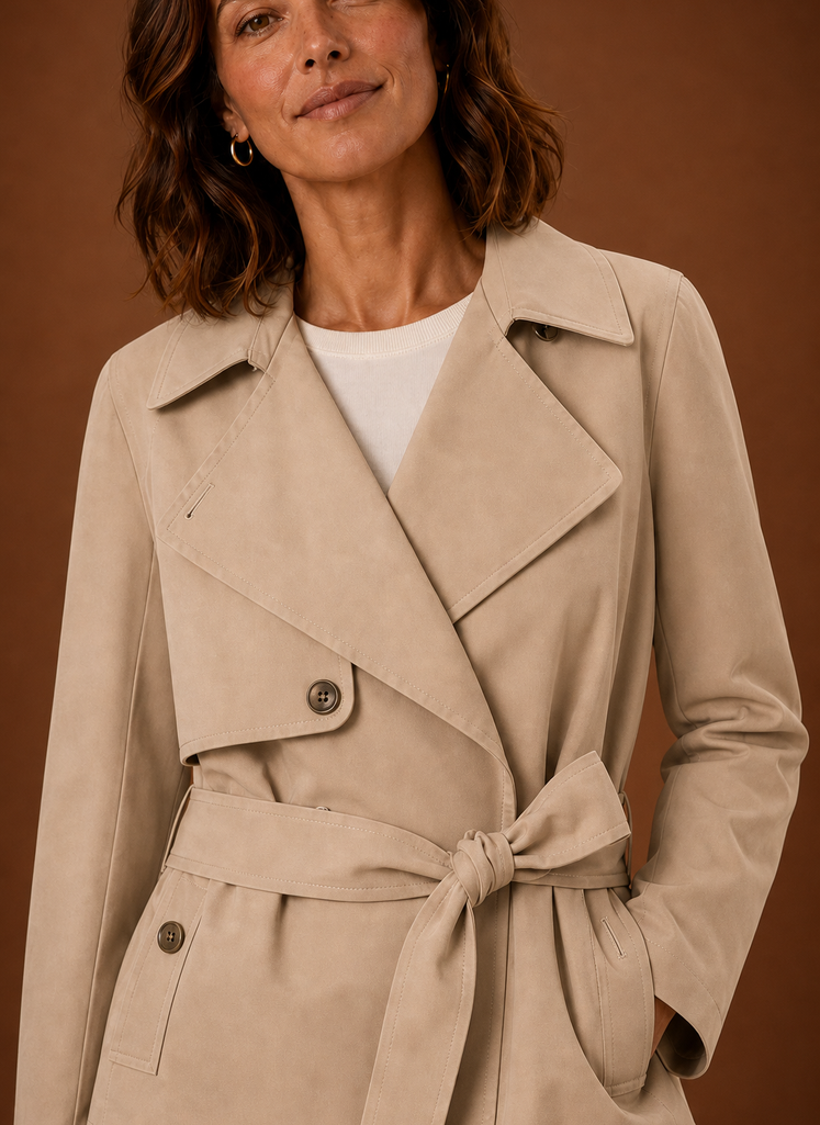 Kvinders Trench Coat - Bælte i Taljen Casual Jakke | Areleon