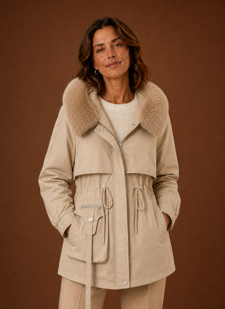 Dame Parkajakke - Faux Fur Hætte Vinterfrakke | Areleon