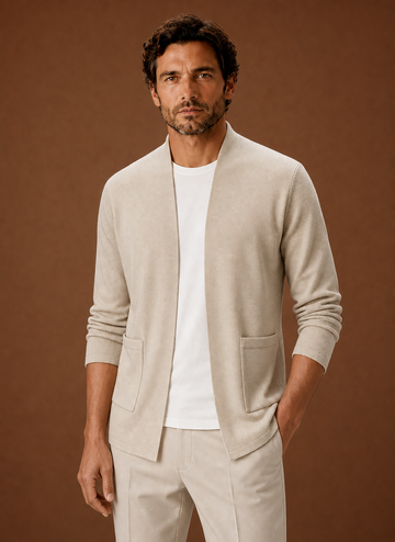 Herre Strikket Cardigan - Åben Front Lang Cardigan | Areleon