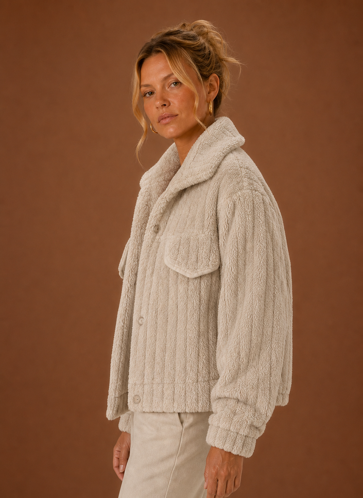 Kvinders Vinterfrakke - Oversized Teddy Jakke | Areleon
