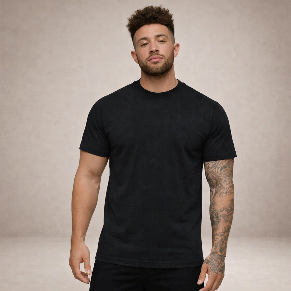 Herreslim-fit crew neck essentiel bomulds T-shirt