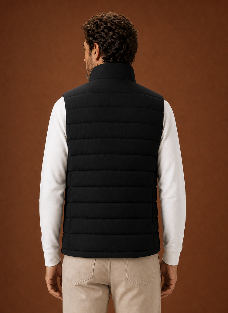 Herre Puffer Vest - Quilted Stand Krave Ærmeløs Jakke | Areleon