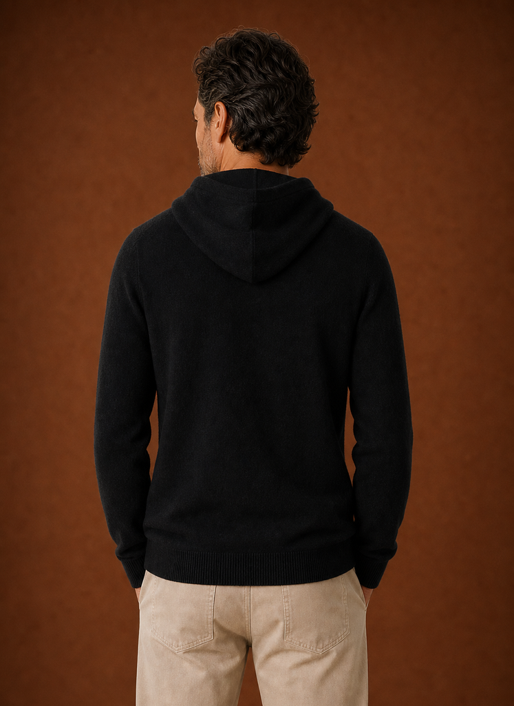 Herre Cashmere-Look Hættetrøje - Strikket Pullover | Areleon
