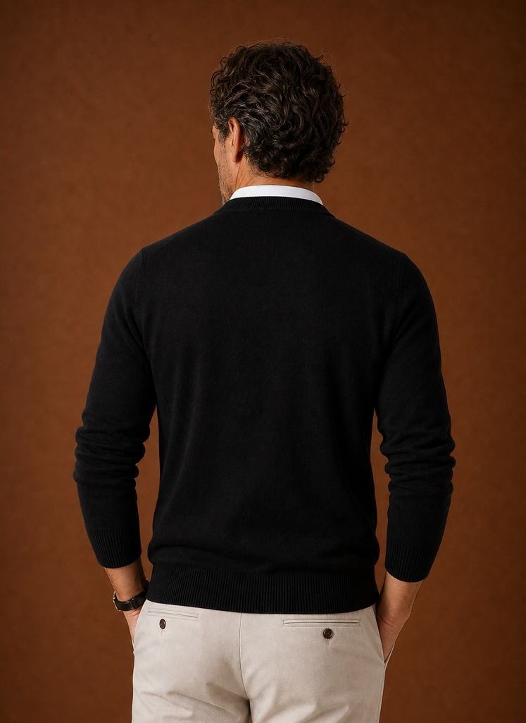 Herre V-Hals Striktrøje - Casual Pullover | Areleon
