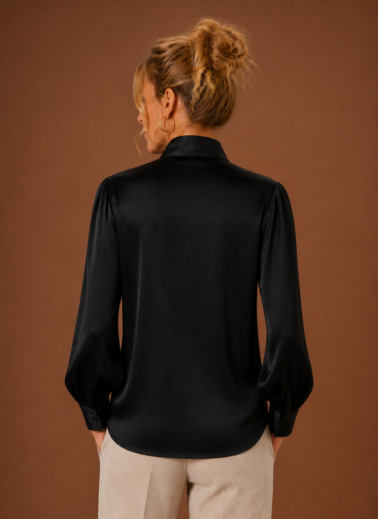Kvinders Satin-look Sløjfebluse | Areleon