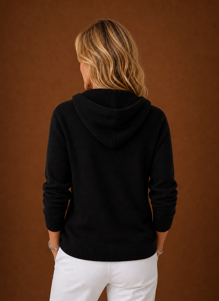 Kvinders Strikket Cardigan - Hættetrøje med Knappet Front | Areleon