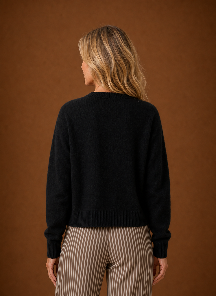 Dame Strikket Cardigan - Knappet Crew Neck Sweater | Areleon