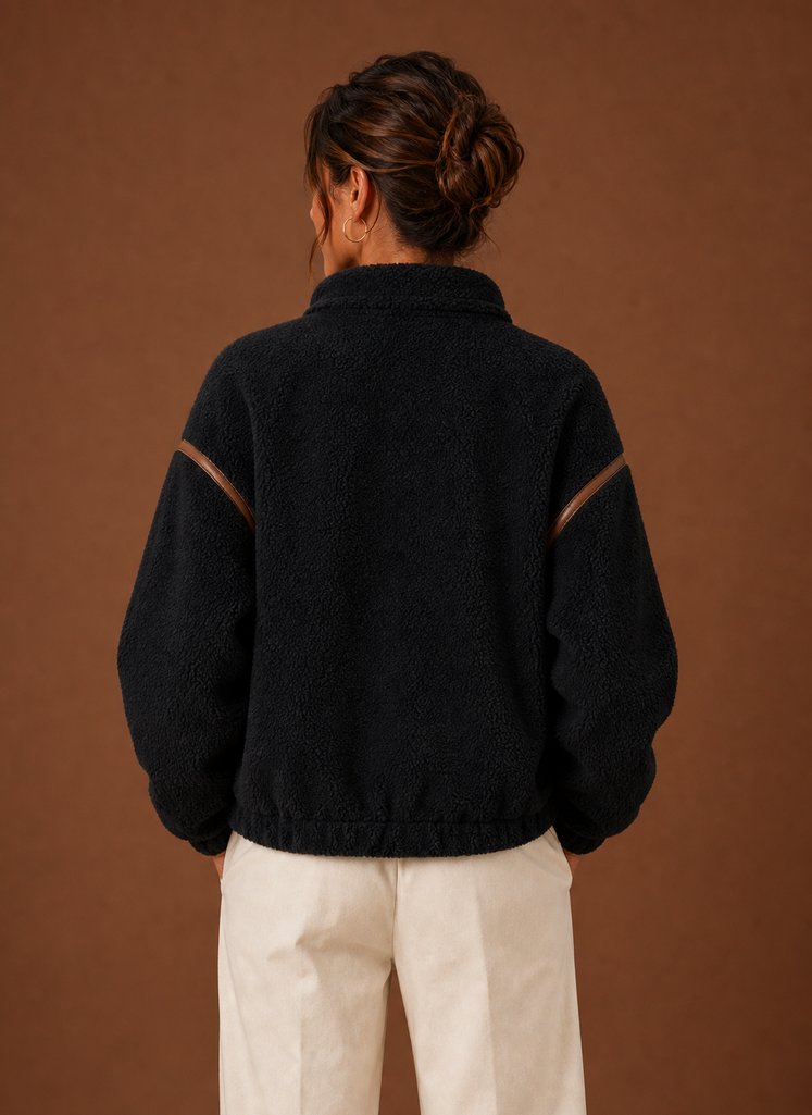 Kvinders Sherpa Jakke - Lynlås Fleece Frakke | Areleon