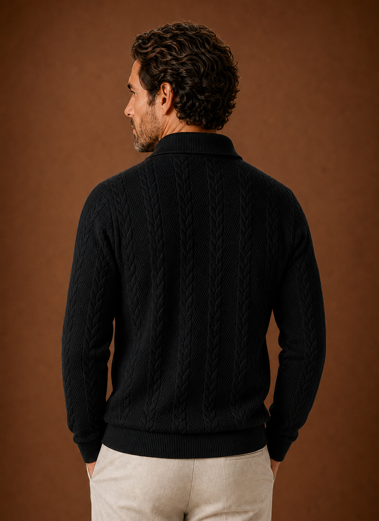 Mænds Kabelstrik Quarter Zip Sweater | Areleon