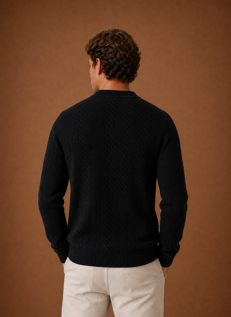 Herre Kabelstrikket Cardigan - V-Hals Knap Front Sweater | Areleon