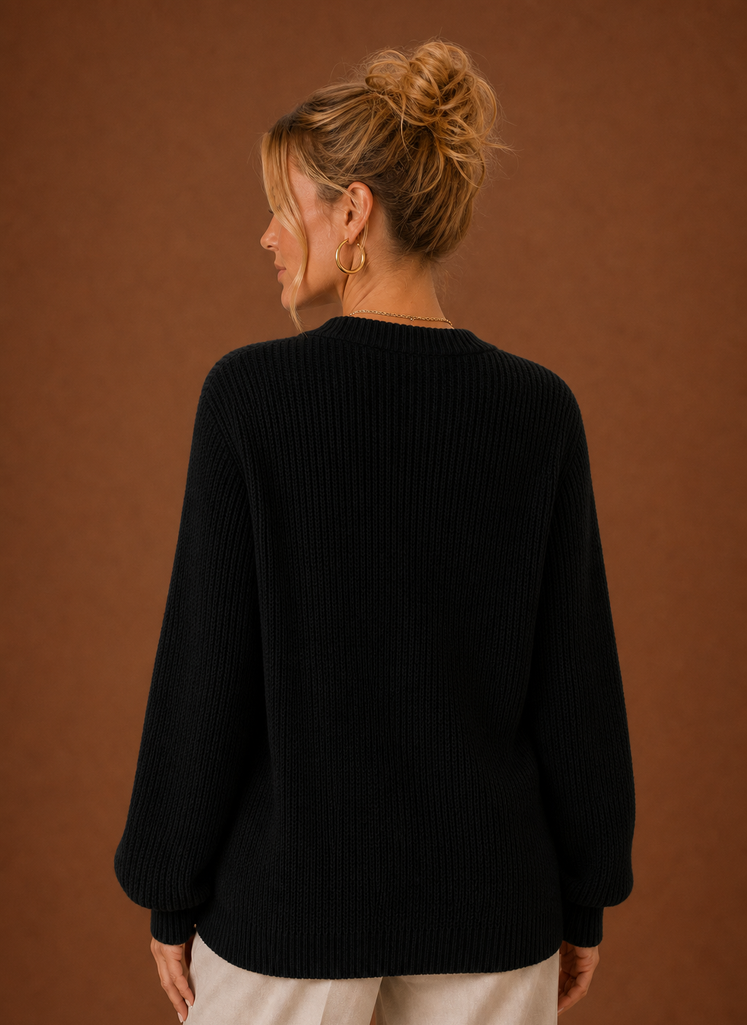 Kvinders V-Hals Strikket Cardigan - Knap Front Langærmet Sweater | Areleon