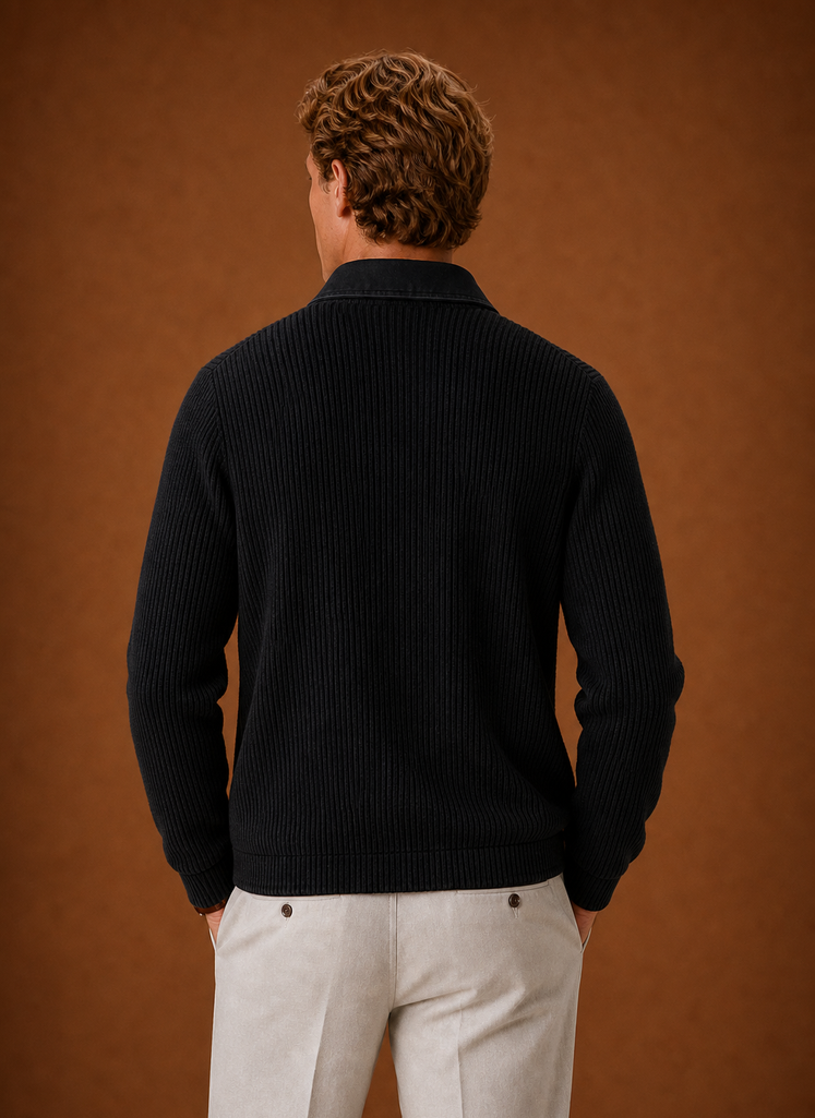 Herre Strikket Cardigan - Knappet Front Denim Sweater | Areleon