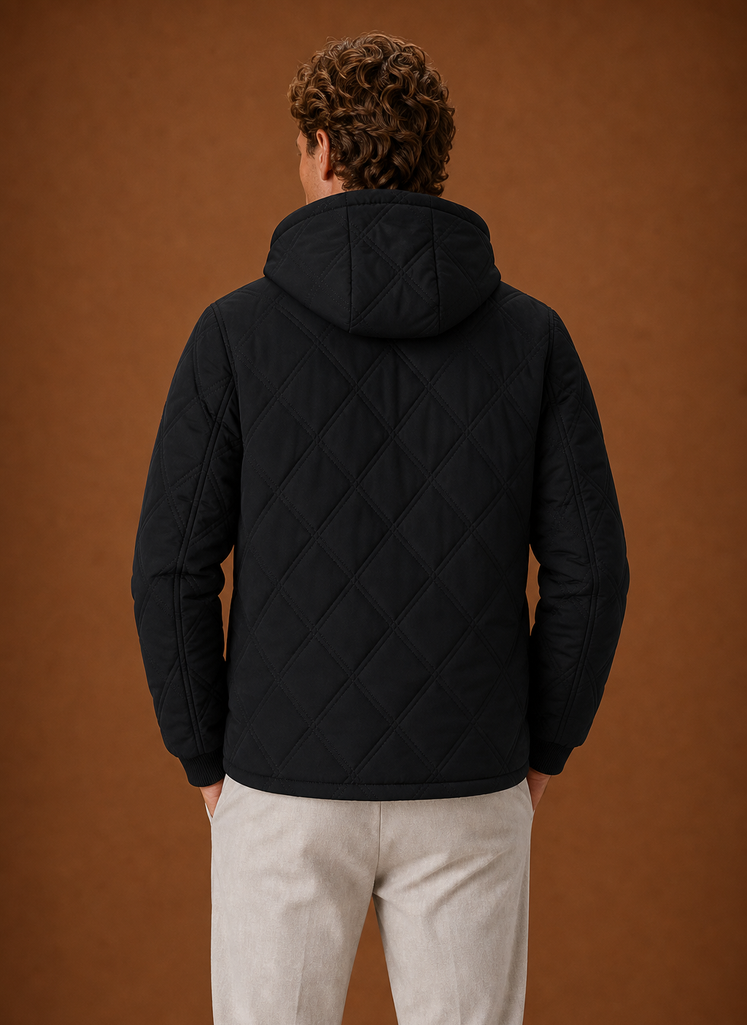 Herre Quilted Puffer Jakke - Hættefyldt Faux-Fur Foret Vinterjakke | Areleon