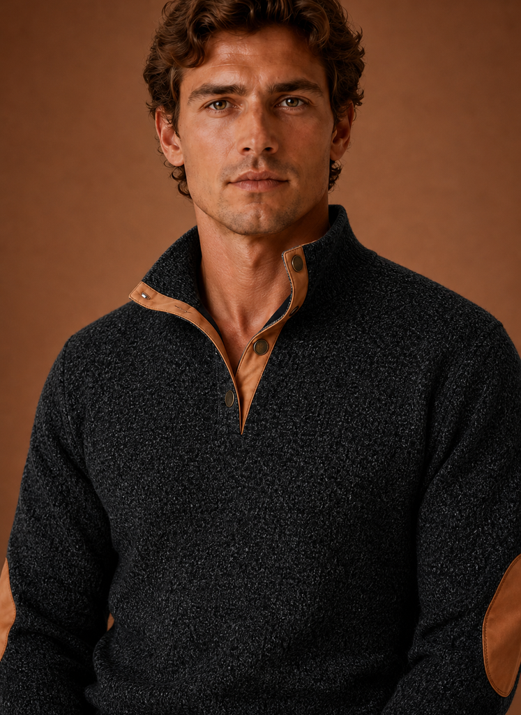 Herre Mock Neck Pullover Lag Sweater | Areleon