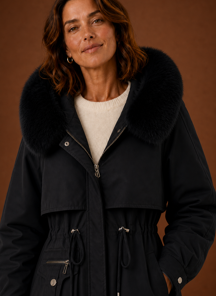 Dame Parkajakke - Faux Fur Hætte Vinterfrakke | Areleon