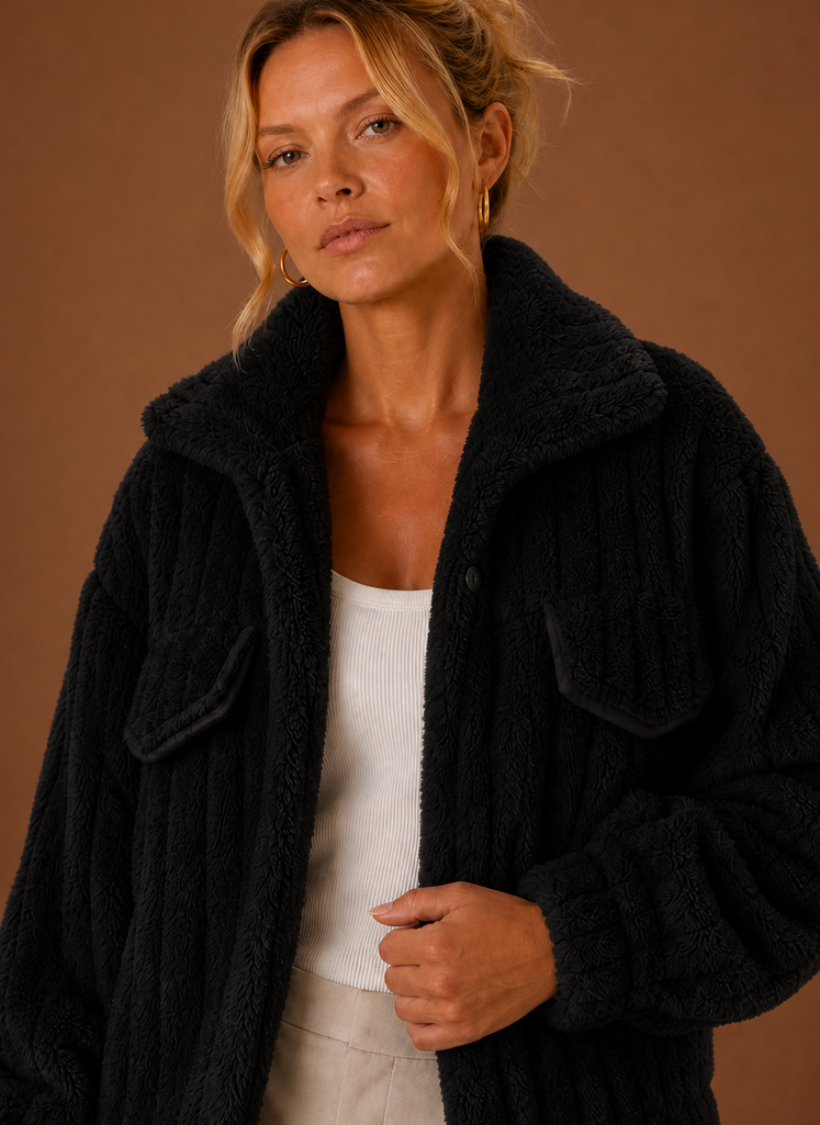 Kvinders Vinterfrakke - Oversized Teddy Jakke | Areleon
