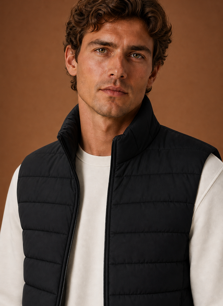 Herre Puffer Vest - Letvægts Quiltet Vinter Gilet | Areleon