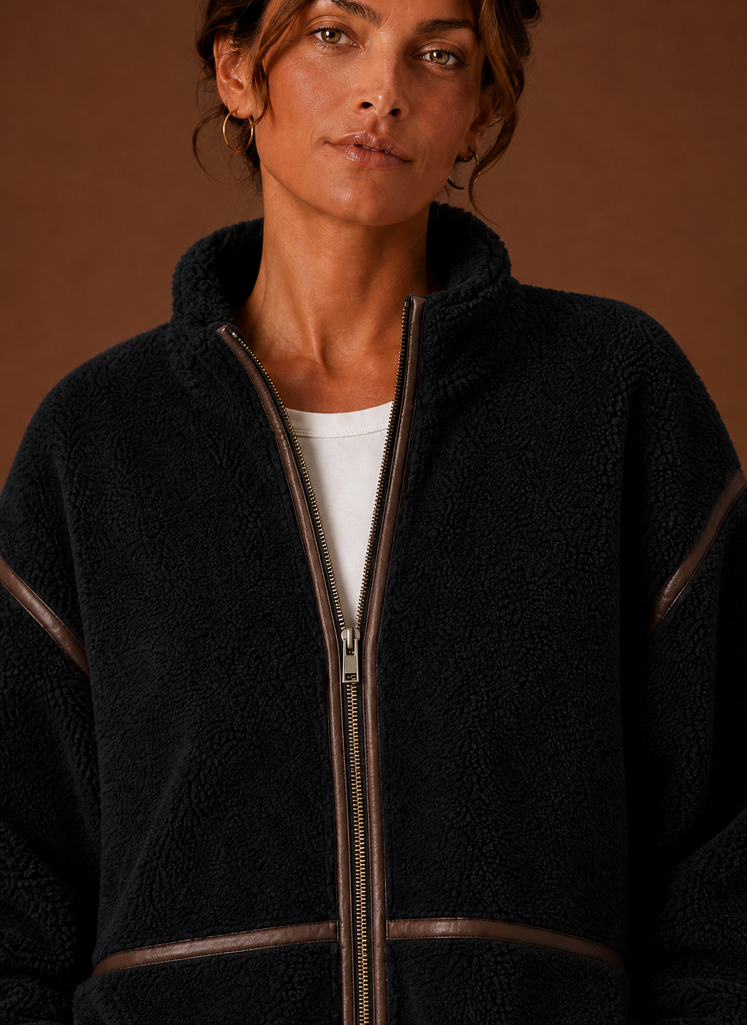 Kvinders Sherpa Jakke - Lynlås Fleece Frakke | Areleon