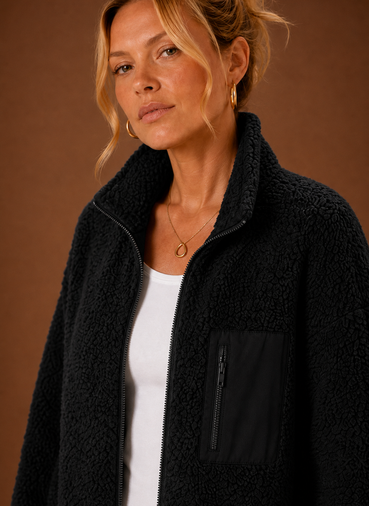 Dame Sherpa Zip-Up Jakke | Areleon