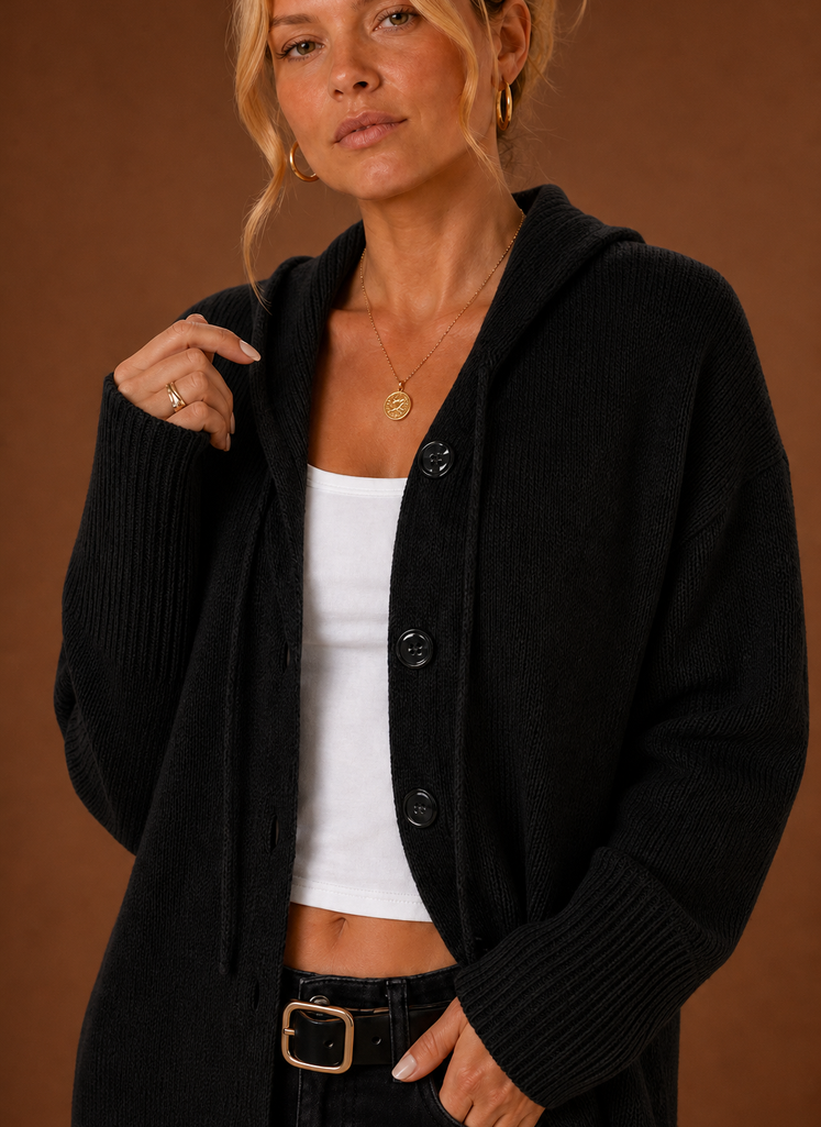 Kvinders Strikket Cardigan - Oversized Knappet Sweater | Areleon