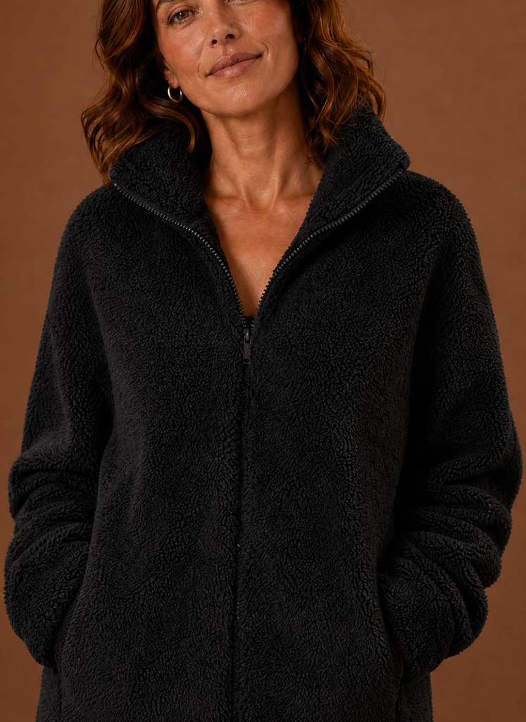 Dame Fleece Sherpa Zip Up Vinterjakke | Areleon
