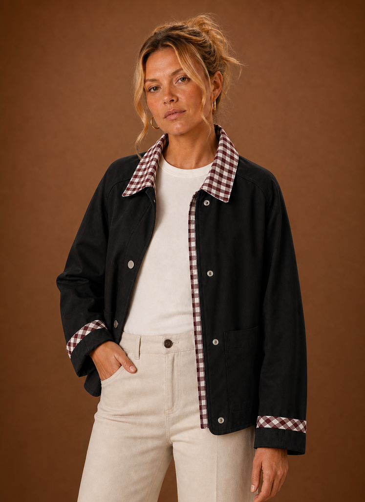 Kvinders Ladejakke - Tjekkrave Casual Frakke | Areleon